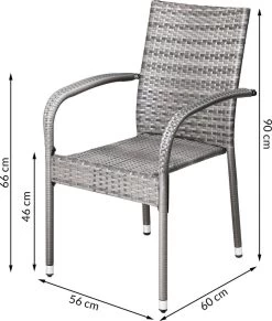 Casaria Polyrattan Tuinstoelen – 4 Stuks Stapelbaar – Grijs -Tuinverzorgings Winkel 1017x1200