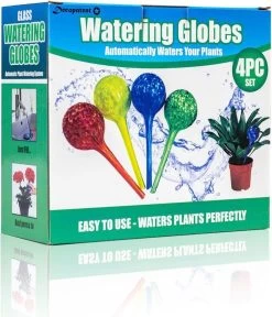Merkloos Decopatent® 4 Stuks - Waterdruppelaar Voor Planten - Watergever - Glas - Waterbollen - Watergeefsysteem - Plantenbollen - Groen -Tuinverzorgings Winkel 1029x1200 1