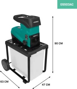 VONROC Stille Hakselaar/Shredder 2800W – Voor Takken Tot Ø45mm – Incl. 60L Opvangbak & Duwstok -Tuinverzorgings Winkel 1034x1200