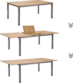 NATERIAL - Uitschuifbare Tuintafel ORIS - Uitschuifbare Tafel Voor 6 Tot 8 Personen - 180-240x100 Cm - Aluminium - Hout Eucalyptus -Tuinverzorgings Winkel 1049x1200