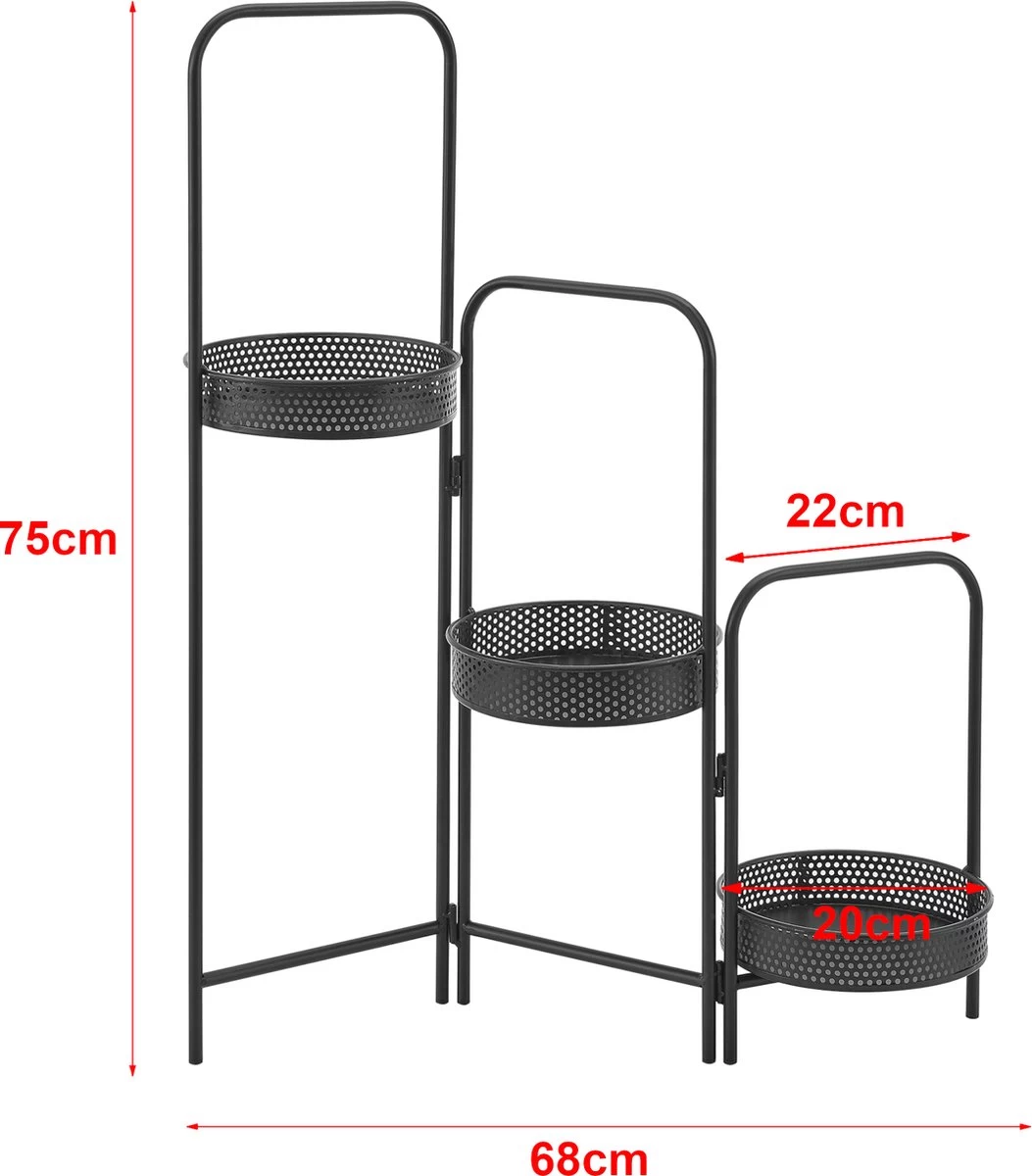 Plantenstandaard Vrasene Metaal 75x68x20 Cm Zwart 3 Plantenstandaard Vrasene Metaal 75x68x20 Cm Zwart - Afbeelding 2