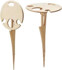 Merkloos Opvouwbare Wijntafel - Picknicktafel - Wijn Bijzettafel - Mannen Gadget - Vrouwen Cadeautjes - Moederdag Cadeautje - Bijzettafel Rond - Hout -Tuinverzorgings Winkel 1062x1200 1