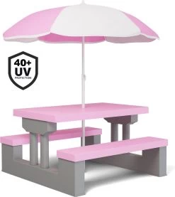 Spielwerk Kinder Tuinset – Incl. Parasol UV-bescherming - Roze Grijs -Tuinverzorgings Winkel 1069x1200