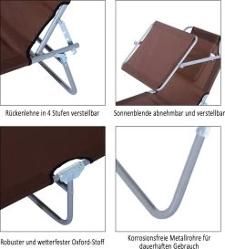 Outsunny Ligstoel Ligbank Voor Buiten Ligstoel Voor Op Het Strand Inklapbaar Met Zonnedak 3 Kleuren 84B-001 -Tuinverzorgings Winkel 1086x1200