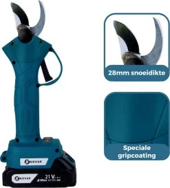 NovarGarden® Elektrische Snoeischaar NG1 - 2x Accu - Elektrisch - Takkenschaar - Op Batterij - 28mm -Tuinverzorgings Winkel 1089x1200