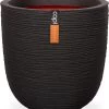 Capi Europe - Bloempot Bol Rib NL - 54x52 - Zwart - Voor Binnen En Buiten - KBLR935