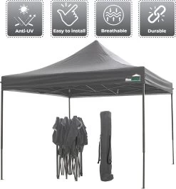 MaxxGarden Easy-up Partytent - 3x3m - Standaard - Waterdicht - Opvouwbaar - Inclusief Draagtas - Antraciet -Tuinverzorgings Winkel 1115x1200 2