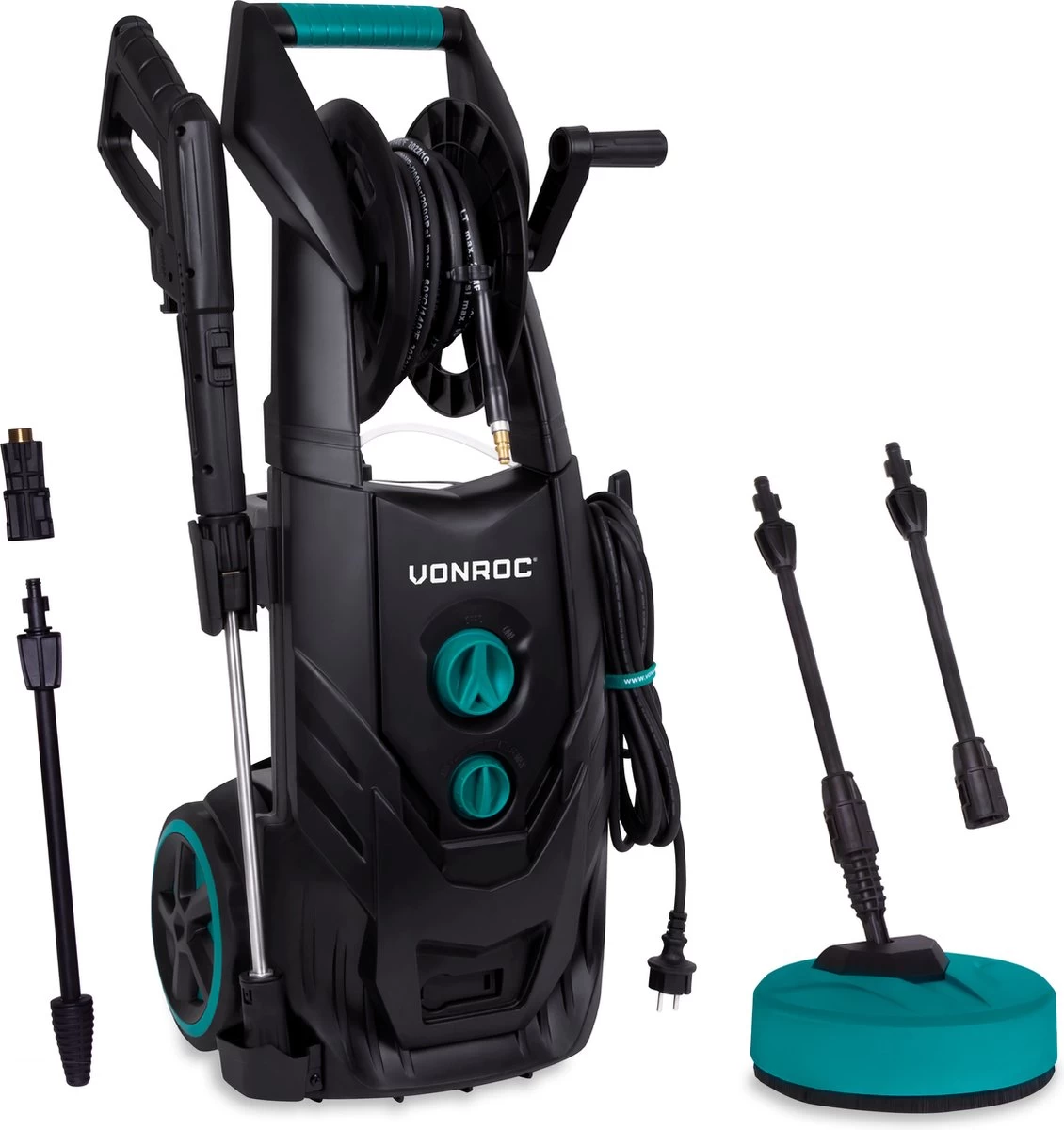 VONROC PRO Hogedrukreiniger V25-2 – 2500W – 195 Bar – 468 L/h – Duurzame Inductiemotor – Incl. 8m Slang, Slanghaspel, Terrasreiniger, Reinigingstank En Meer 3 VONROC PRO Hogedrukreiniger V25-2 – 2500W – 195 Bar – 468 L/h – Duurzame Inductiemotor – Incl. 8m Slang, Slanghaspel, Terrasreiniger, Reinigingstank En Meer