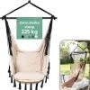 Vita5 XXL Hangstoel | Binnen&Buiten Hangnest | Incl. 2 Kussens En Boekenvak | Volwassenen&Kinderen | Hangmatstoel Tot 225kg | Beige
