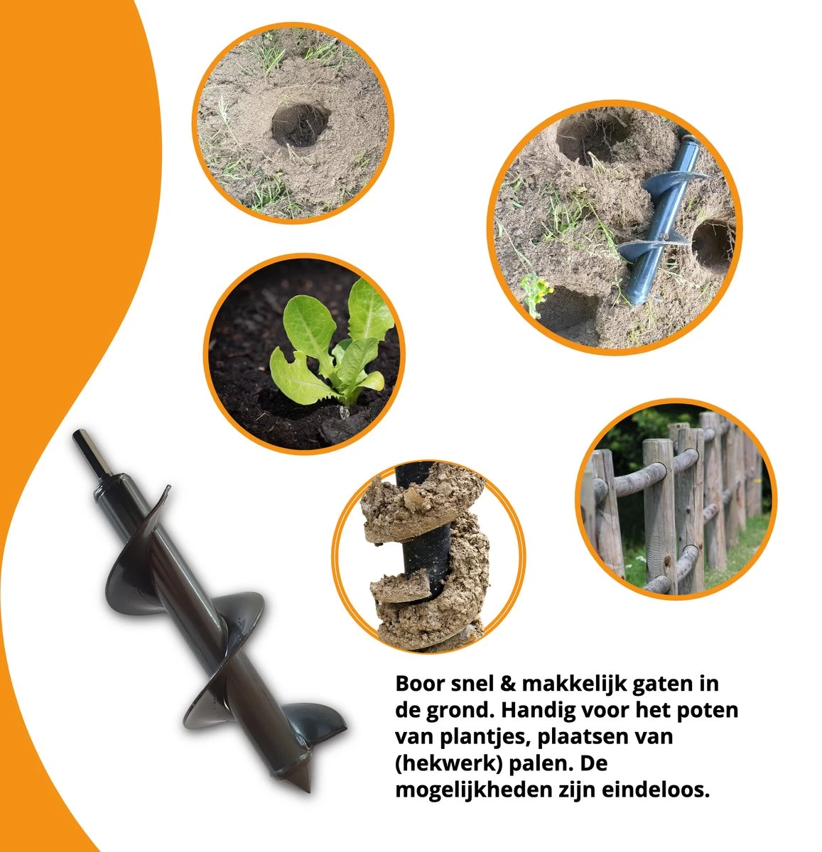 Grondboor Voor Boormachine - 8x25 Cm - Zwart 8 Grondboor Voor Boormachine - 8x25 Cm - Zwart - Afbeelding 6