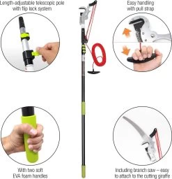 Iceberk Snoeischaar + Snoeizaag (1,45 - 3,70 M) - Telescopische Snoeischaar Voor Het Snoeien Van Bomen En Dichte Struiken Zonder Ladder -Tuinverzorgings Winkel 1157x1200 5