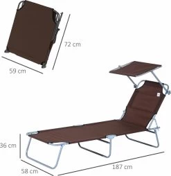 Outsunny Ligstoel Ligbank Voor Buiten Ligstoel Voor Op Het Strand Inklapbaar Met Zonnedak 3 Kleuren 84B-001 -Tuinverzorgings Winkel 1166x1200 1