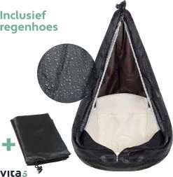 Vita5 Macramé Hangstoel - Voor Binnen En Buiten - Zonder Standaard - Incl. Kussen, Boekenvak En Beschermhoes - Tot 150kg - Beige -Tuinverzorgings Winkel 1171x1200