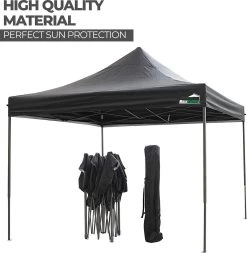 MaxxGarden Easy-up Partytent - 3x3m - Standaard - Waterdicht - Opvouwbaar - Inclusief Draagtas - Zwart -Tuinverzorgings Winkel 1173x1200