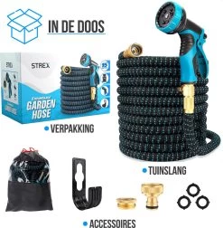 Strex Flexibele Tuinslang 15M Met Sproeikop - Uitrekbaar - Incl. Koppelingen, Ophanghaak & Opbergzak -Tuinverzorgings Winkel 1176x1200 6
