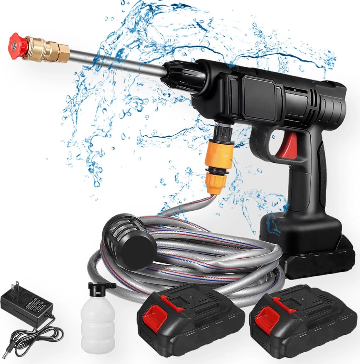 Merkloos Drillpro Elektrische Accu - Hogedrukreiniger - 30Bar - Multifunctioneel Mondstuk - Draagbaar Oplaadbaar Snoerloos - Zwart 3 Merkloos Drillpro Elektrische Accu - Hogedrukreiniger - 30Bar - Multifunctioneel Mondstuk - Draagbaar Oplaadbaar Snoerloos - Zwart