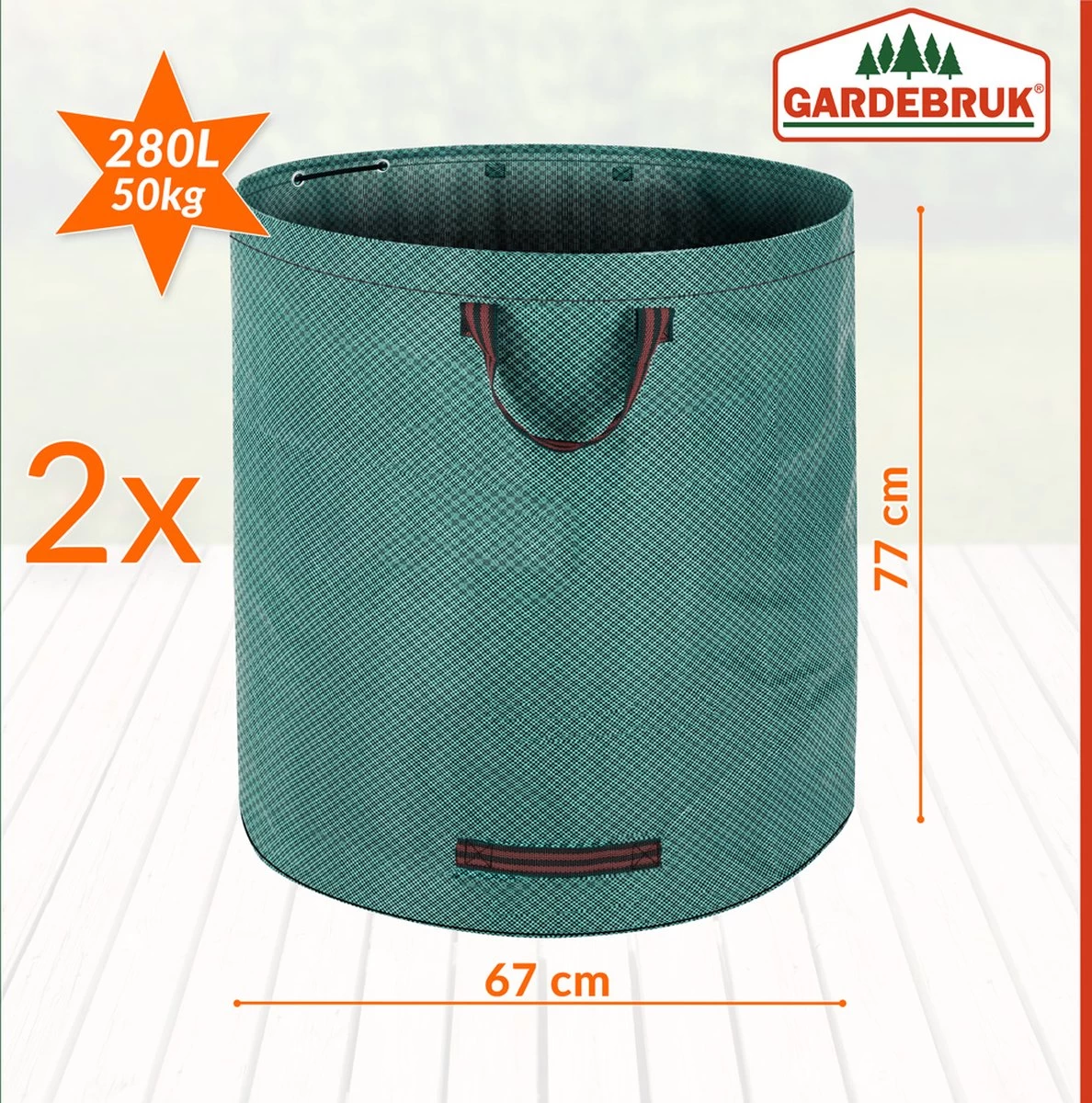 Gardebruk Tuinafvalzak - 2 Stuks 280L – 77x67cm/Opvouwbaar - Groen 4 Gardebruk Tuinafvalzak - 2 Stuks 280L – 77x67cm/Opvouwbaar - Groen - Afbeelding 2
