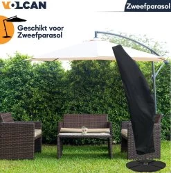 Volcan Parasolhoes Voor Zweefparasol - Tot 300cm - Waterdicht - Oxford 420D - Met Rits, Trekkoord En Stok - Zwart -Tuinverzorgings Winkel 1190x1200 2