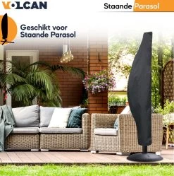 Volcan Parasolhoes Voor Zweefparasol - Tot 300cm - Waterdicht - Oxford 420D - Met Rits, Trekkoord En Stok - Zwart -Tuinverzorgings Winkel 1190x1200 3