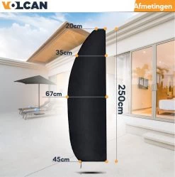 Volcan Parasolhoes Voor Zweefparasol - Tot 300cm - Waterdicht - Oxford 420D - Met Rits, Trekkoord En Stok - Zwart -Tuinverzorgings Winkel 1190x1200 4