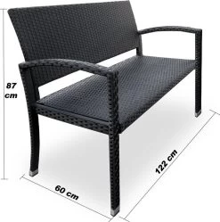 Casaria Polyrattan Tuinbank – 2 Zits UV-bestendig - Zwart -Tuinverzorgings Winkel 1190x1200 5
