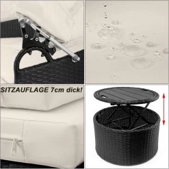 Casaria Polyrattan Zonne-Eiland Ø185cm – Incl. Kussens - Zwart Crème -Tuinverzorgings Winkel 1198x1200 8