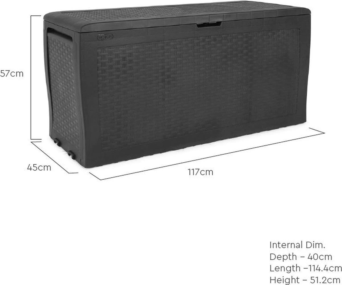 Keter Samoa Opbergbox - 270 L - 117x45x57 Cm - Grafiet 4 Keter Samoa Opbergbox - 270 L - 117x45x57 Cm - Grafiet - Afbeelding 2