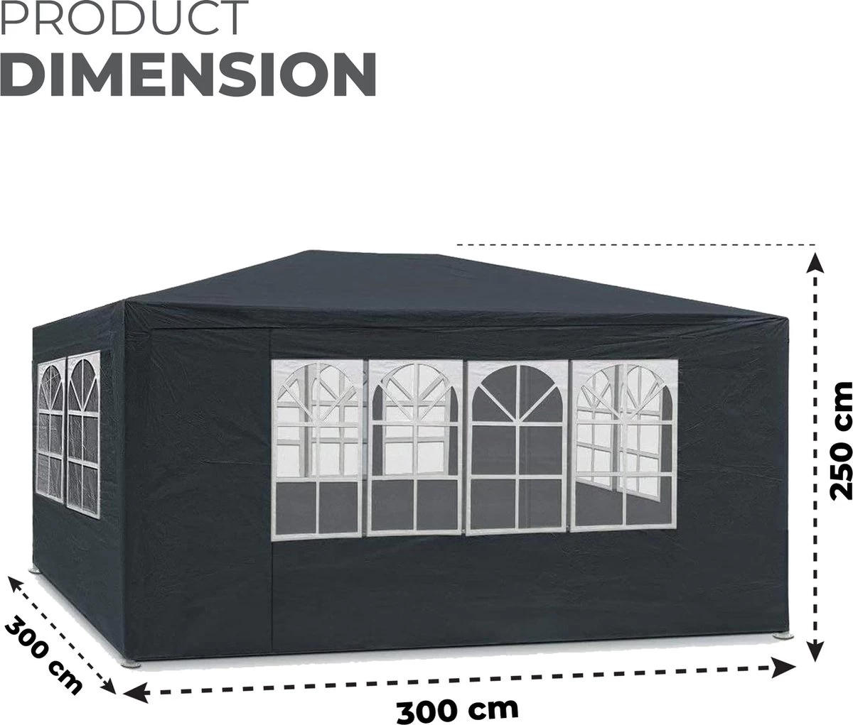 MaxxGarden Partytent - Feesttent Paviljoen - 3x3m - Antraciet 7 MaxxGarden Partytent - Feesttent Paviljoen - 3x3m - Antraciet - Afbeelding 5