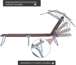 Outsunny Ligstoel Ligbank Voor Buiten Ligstoel Voor Op Het Strand Inklapbaar Met Zonnedak 3 Kleuren 84B-001 -Tuinverzorgings Winkel 1200x1023