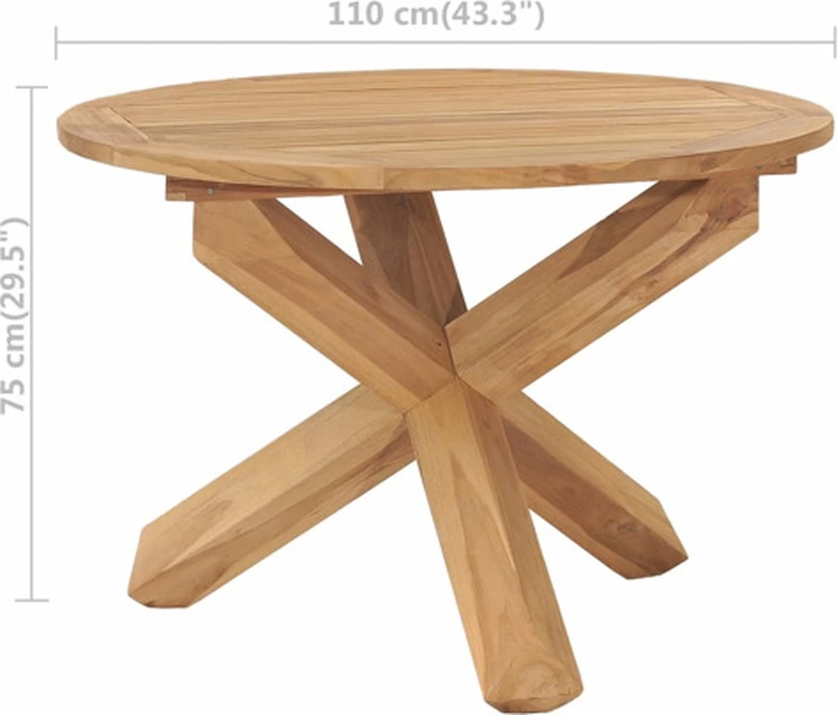 VidaXL Tuintafel Ø110x75 Cm Massief Teakhout 8 VidaXL Tuintafel Ø110x75 Cm Massief Teakhout - Afbeelding 6