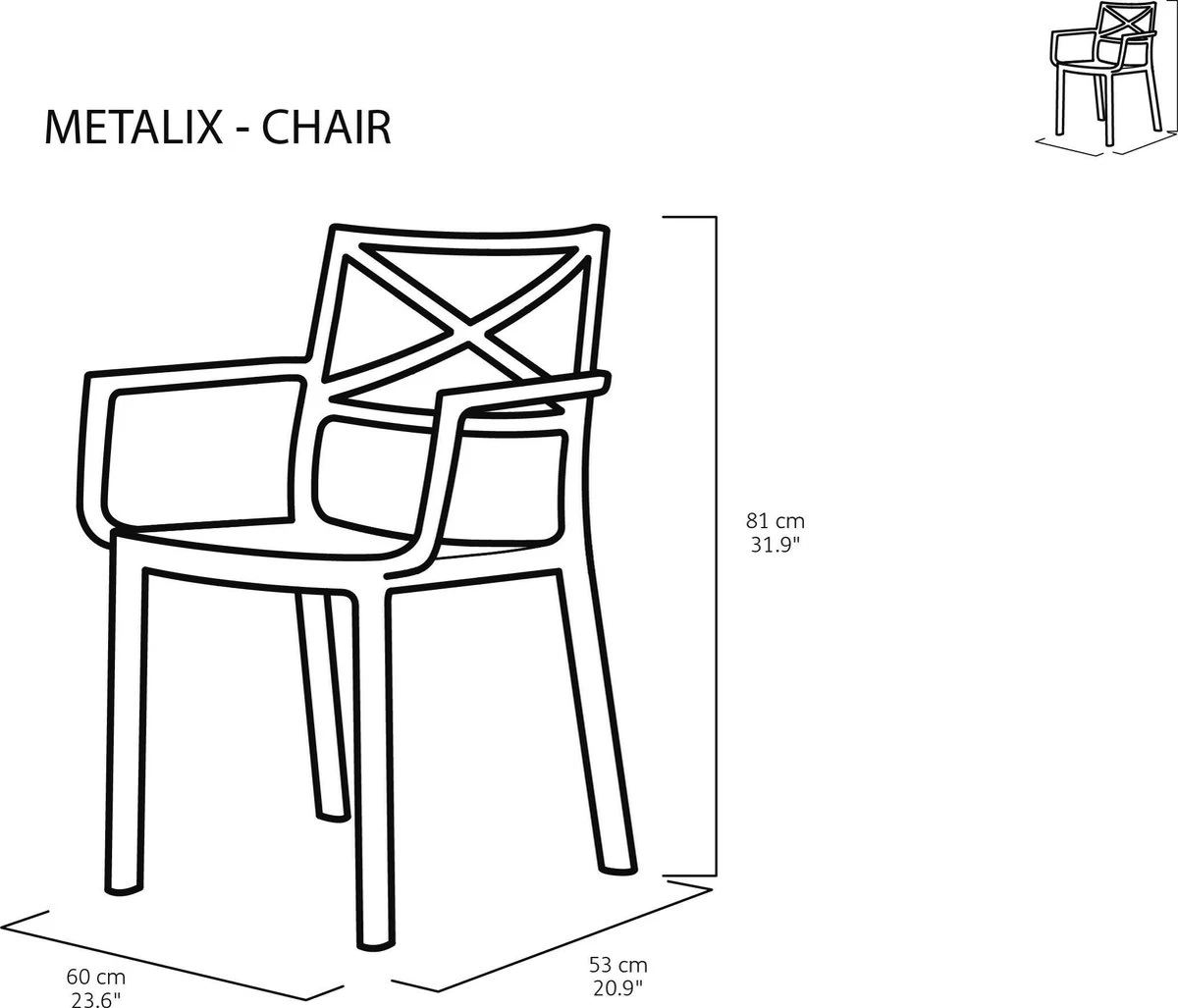 Keter Metalix Tuinstoelen - 4 Stuks - 53,3x60,2x81,3 Cm - Zwart 8 Keter Metalix Tuinstoelen - 4 Stuks - 53,3x60,2x81,3 Cm - Zwart - Afbeelding 6