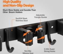 BOTC Bezemhouder - 5 Houders 6 Haken - Gereedschapshouder - Zeflklevend - Bezem Ophangsysteem - Ophanghaken - Tuingereedschap -Tuinverzorgings Winkel 1200x1034 1