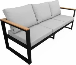 Loungeset 5 Plaatsen Van Aluminium En Eucalyptus – NAZCA – Antraciet Structuur, Lichtgrijs Kussens -Tuinverzorgings Winkel 1200x1035 1