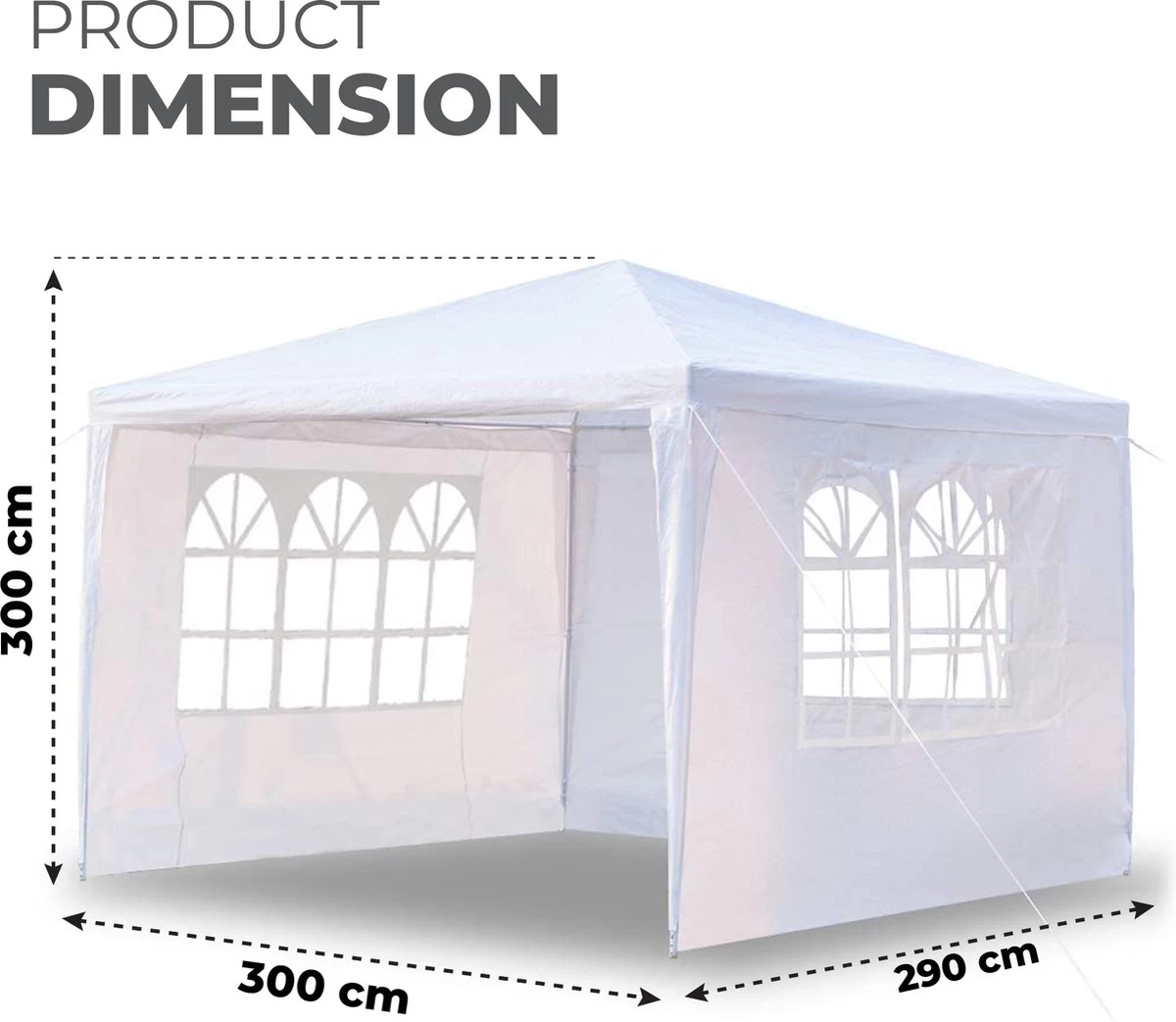 MaxxGarden Partytent - Paviljoen - 3x4m - Incl. Zijwanden - Waterdicht - Wit 4 MaxxGarden Partytent - Paviljoen - 3x4m - Incl. Zijwanden - Waterdicht - Wit - Afbeelding 2