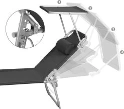 Ligstoel Met Hoofdsteun En Zon Bescherming Verstelbare Rugleuning Inklapbaar Donker Grijs Ligbed Tuin -Tuinverzorgings Winkel 1200x1055 2