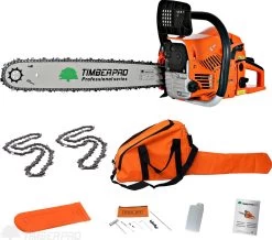 TIMBERPRO - Kettingzaag – Benzine - 62 Cc - Zwaardlengte 50 Cm - Transportzak - 2e Ketting -Tuinverzorgings Winkel 1200x1059 2