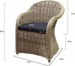 Roma Dining Tuinstoel Naturel Rotan - Suntech Kussen -Tuinverzorgings Winkel 1200x1065