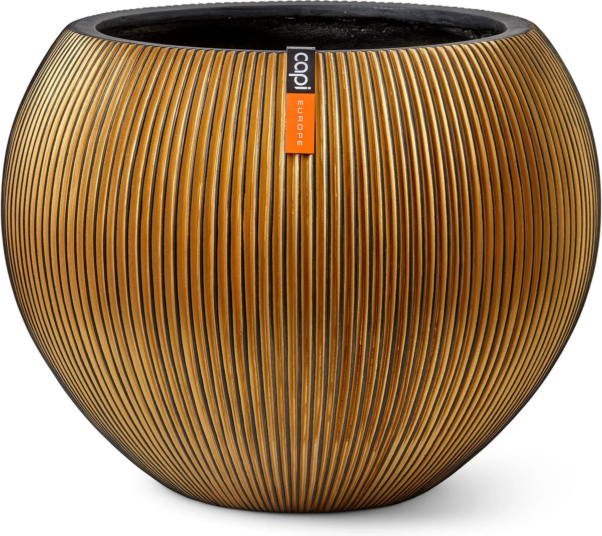 Capi Europe - Vaas Bol Groove XL - 39x33 - Goud - Bloempot Voor Binnen - Opening ⌀24 - GVGB270 3 Capi Europe - Vaas Bol Groove XL - 39x33 - Goud - Bloempot Voor Binnen - Opening ⌀24 - GVGB270