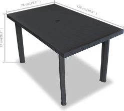 VidaXL Tuintafel 126x76x72 Cm Kunststof Antraciet -Tuinverzorgings Winkel 1200x1082