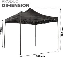 MaxxGarden Easy-up Partytent - 3x3m - Standaard - Waterdicht - Opvouwbaar - Inclusief Draagtas - Zwart -Tuinverzorgings Winkel 1200x1086 1