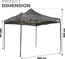 MaxxGarden Easy-up Partytent - 3x3m - Standaard - Waterdicht - Opvouwbaar - Inclusief Draagtas - Antraciet -Tuinverzorgings Winkel 1200x1086 2