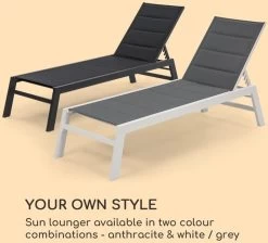 Blumfeldt Renazzo Lounge Ligstoel - Ligbed Voor De Tuin - Aluminium Tuinstoel - 6 Standen - Waterafstotend - Bekleding Van 70 % Pvc En 30 % Polyetheen - Zwart -Tuinverzorgings Winkel 1200x1089