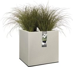 Elho Vivo Structure Finish Vierkant 40 - Plantenbak Voor Binnen & Buiten - Ø 39 X H 41 - Grijs/Warm Grijs -Tuinverzorgings Winkel 1200x1095 4