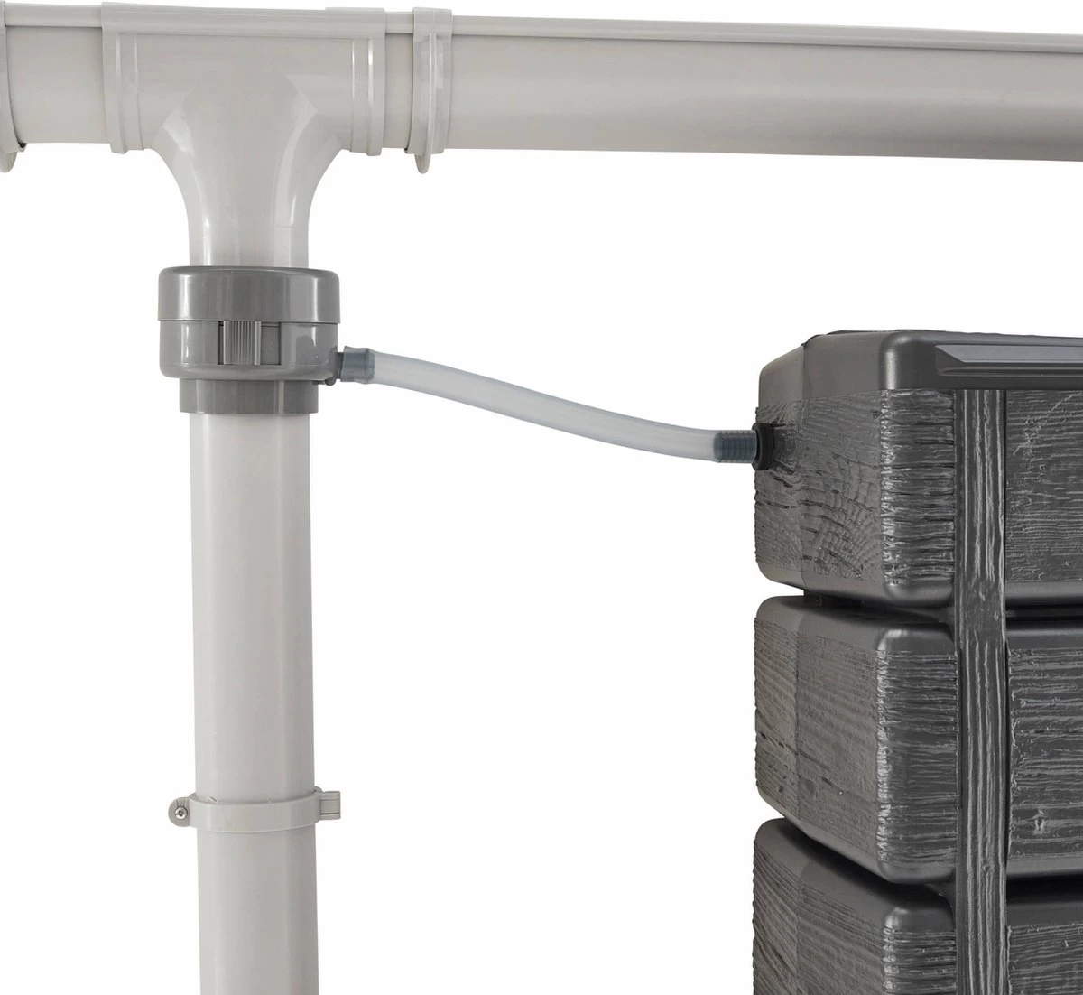 Regenton Muurtank, Grandval 300L, Antraciet Kunststof, Imitatiehout, Met Gootaansluitset Inbegrepen 4 Regenton Muurtank, Grandval 300L, Antraciet Kunststof, Imitatiehout, Met Gootaansluitset Inbegrepen - Afbeelding 2