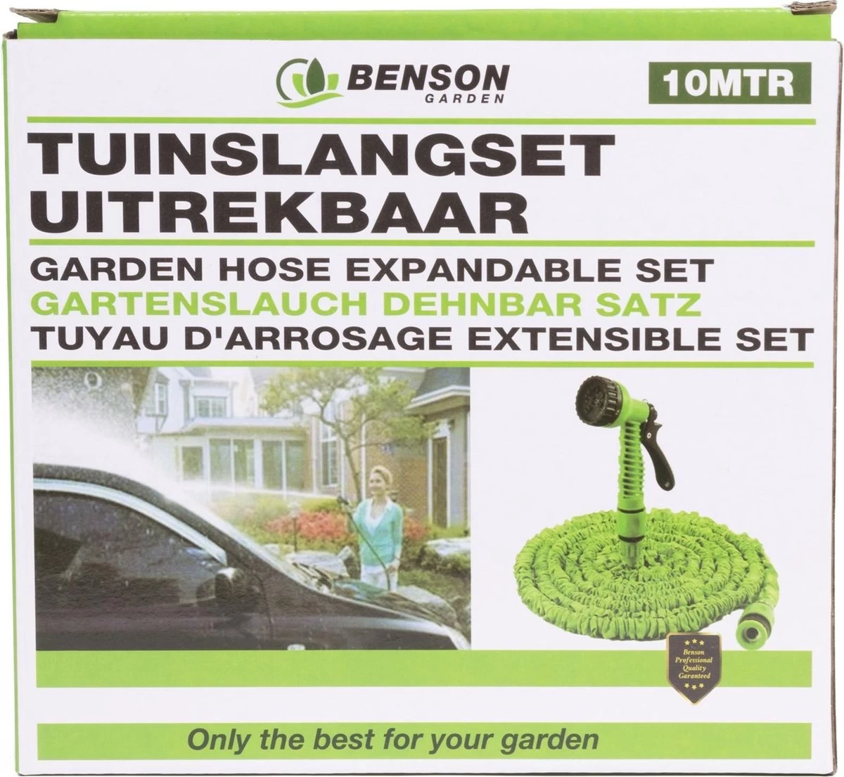 Benson - Tuinslang - Fexibel - 10 Meter - Tuinslang Met Koppeling - Spuitpistool - Groen 7 Benson - Tuinslang - Fexibel - 10 Meter - Tuinslang Met Koppeling - Spuitpistool - Groen - Afbeelding 5