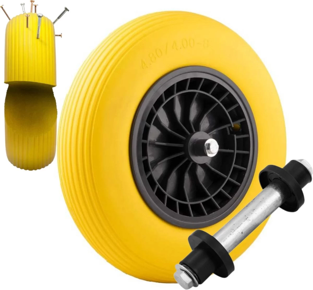 Merkloos Kruiwagenwiel Anti Lek - 4.80/4.00-8 - Massief PU Band - Lekvrij Wiel Met 130mm As - Kruiwagenband 4.80/400 Voor Kruiwagen 3 Merkloos Kruiwagenwiel Anti Lek - 4.80/4.00-8 - Massief PU Band - Lekvrij Wiel Met 130mm As - Kruiwagenband 4.80/400 Voor Kruiwagen