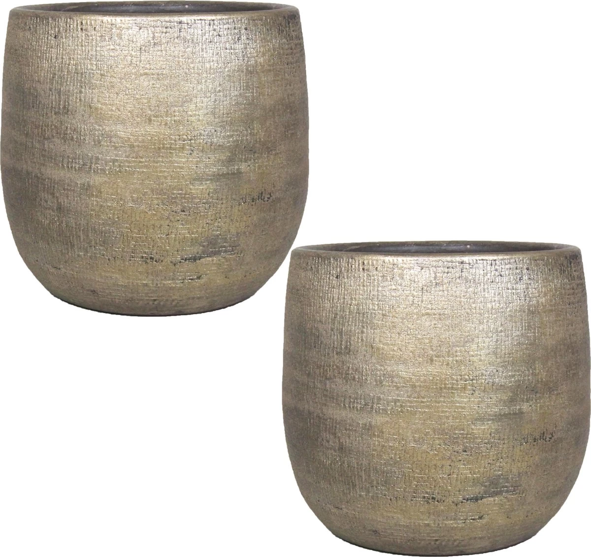 Luxe Plantenpot/bloempot Goud Mira Van Keramiek 18 Cm - Keramische Plantenpotten/plantenbakken 4 Luxe Plantenpot/bloempot Goud Mira Van Keramiek 18 Cm - Keramische Plantenpotten/plantenbakken - Afbeelding 2