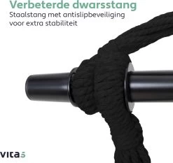 Vita5 XXL Hangstoel - Binnen&Buiten Hangnest - Incl. 2 Kussens En Boekenvak - Volwassenen&Kinderen - Hangmatstoel Tot 225kg - Zwart -Tuinverzorgings Winkel 1200x1134 3