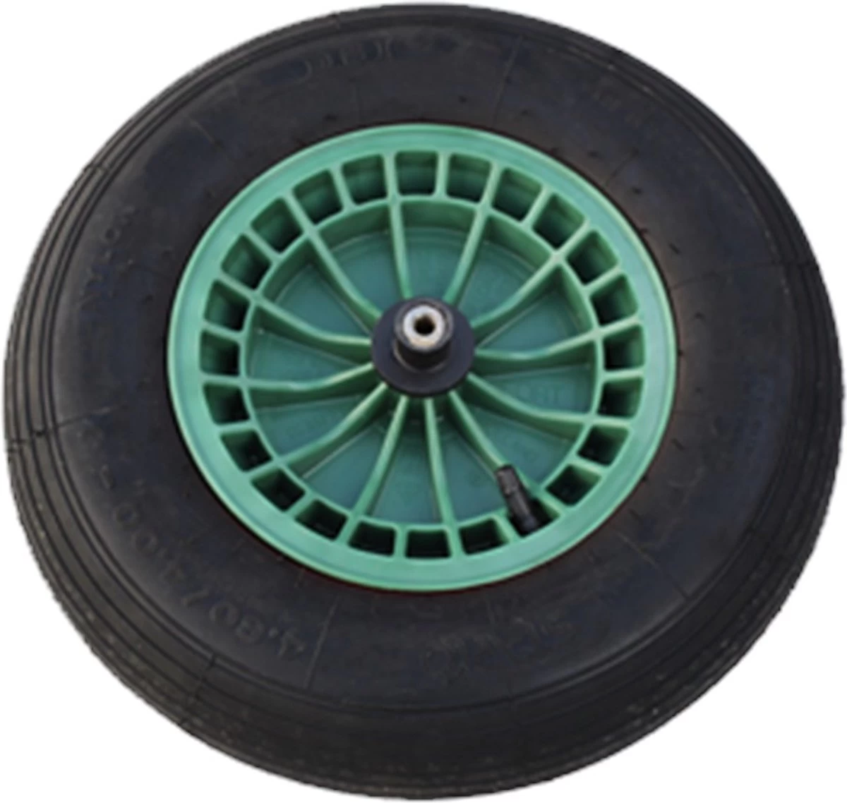 FORT 2PLy Kruiwagenwiel 400x100mm, Kunststof Velg, Kleur Groen, Luchtband 5 FORT 2PLy Kruiwagenwiel 400x100mm, Kunststof Velg, Kleur Groen, Luchtband - Afbeelding 3