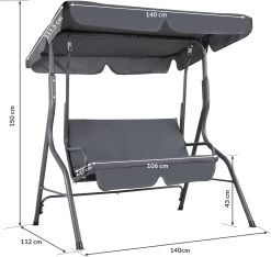 Merkloos Casaria Hollywood Schommel - Antraciet - Incl. Zonnekap -Tuinverzorgings Winkel 1200x1139 1